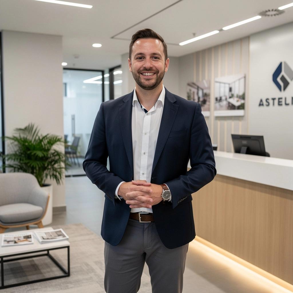 Przestronna sala konferencyjna z dużym stołem i wygodnymi krzesłami.